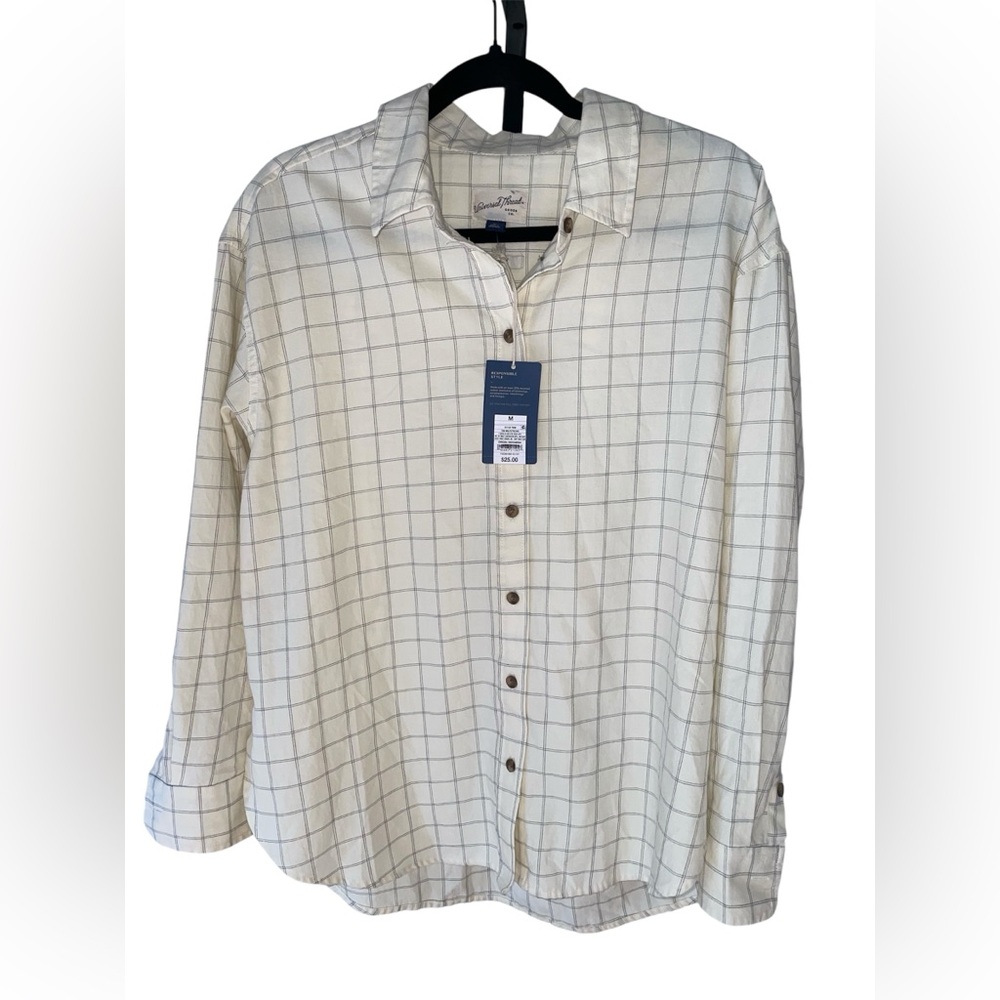 Women’s Long Sleeve Oversized Button-Down Shirt - Tan Plaid M - Universal Thread